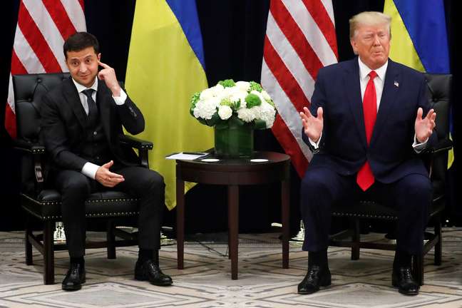 Presidentes dos EUA, Donald Trump, e da Ucrânia, Volodymyr Zelenskiy, se reúnem em Nova York
25/09/2019
REUTERS/Jonathan Ernst