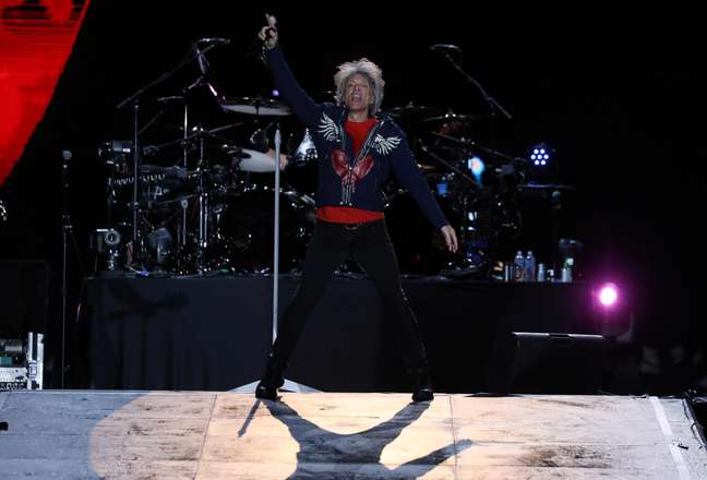O vocalista Jon Bon Jovi canta no Rock in Rio