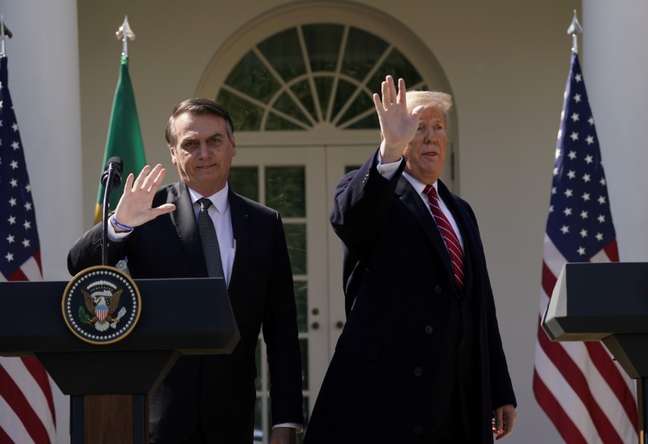 Presidente dos EUA, Donald Trump, e presidente Jair Bolsonaro na Casa Branca
19/03/2019
REUTERS/Kevin Lamarque