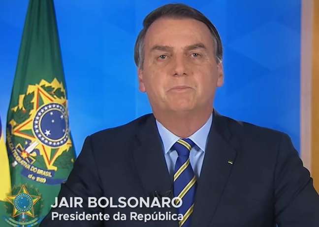 Presidente Jair Bolsonaro durante pronunciamento em cadeia nacional de rádio e TV