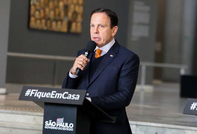 O governador de São Paulo, João Doria (PSDB), em entrevista coletiva.
