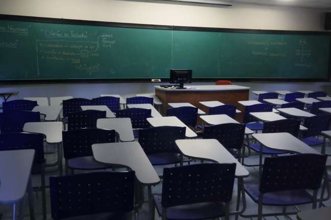 Sala de aula vazia em faculdade durante pandemia de coronavírus 
13/03/2020
REUTERS/Amanda Perobelli