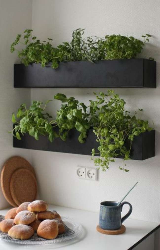21. Aposte no vaso de parede para montar uma mini horta na cozinha – Via: Pinterest