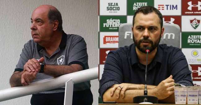 Nelson Mufarrej e Mário Bittencourt (Foto: Vitor Silva/Botafogo; LUCAS MERÇON / FLUMINENSE F.C.)