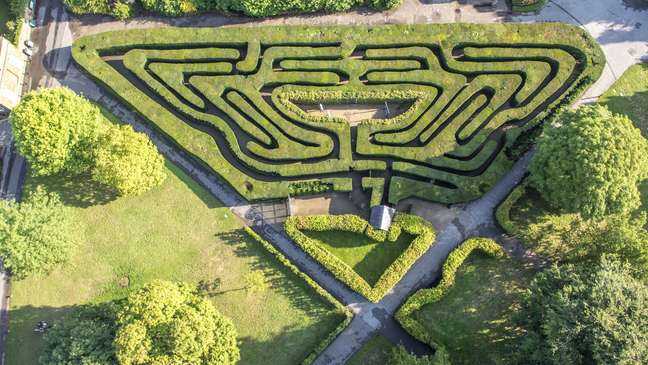 Vista aérea do labirinto do Hampton Court Palace
