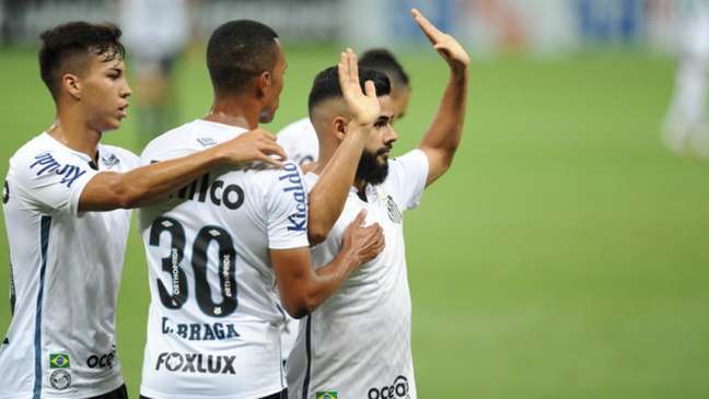 Felipe Jonatan marcou o gol do Santos na primeira etapa (Foto:Ivan Storti/Santos FC)