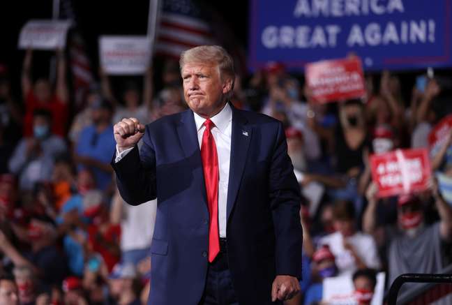 Presidente dos EUA, Donald Trump, durante comício em Winston-Salem, na Carolina do Norte
08/09/2020 REUTERS/Jonathan Ernst