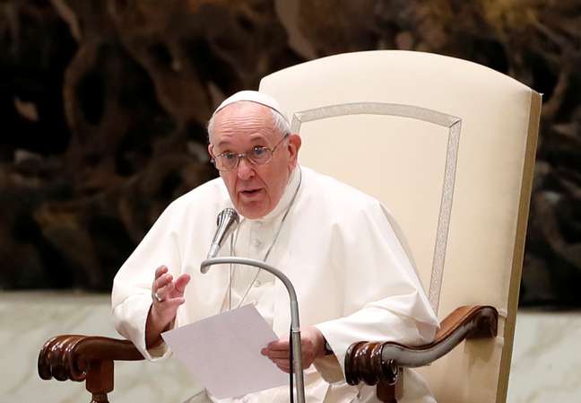 Papa Francisco durante audiência semanal no Vaticano
14/10/2020 REUTERS/Yara Nardi