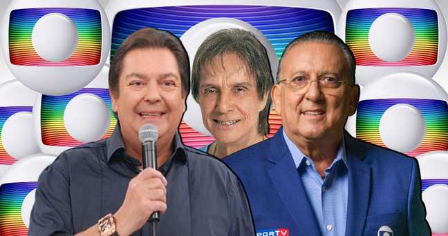 Faustão, Roberto Carlos e Galvão: Globo não quer abrir mão deles, porém precisa pensar no futuro