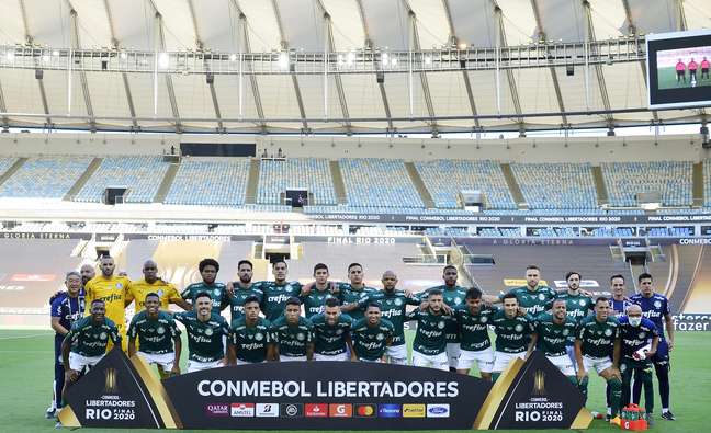 Time do Palmeiras durante a partida entre Palmeiras e Santos, válida pela final da opa Libertadores da América 2020 no Estádio Maracanã no Rio de Janeiro (RJ), neste sábado (30)