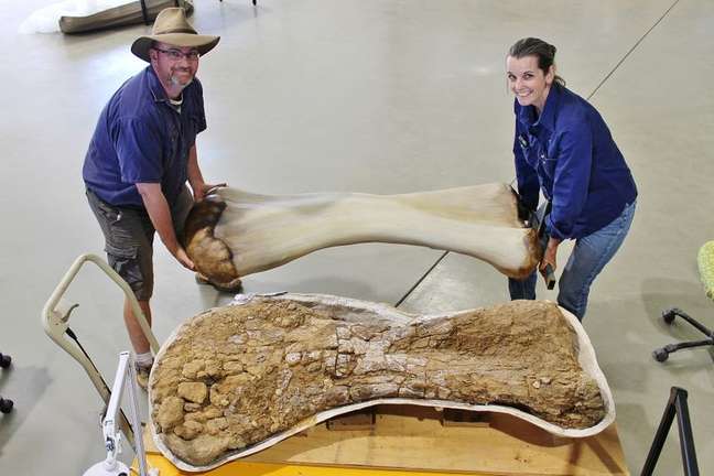 Cientistas confirmam descoberta na Austrália de uma das maiores espécies de dinossauros do mundo. Foto divulgada em 08/06/2021 REUTERS/Eromanga Natural History Museum