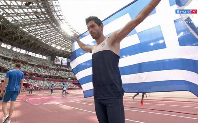 Tentoglou ficou com a medalha de ouro no salto em distância (Reprodução/SporTV)
