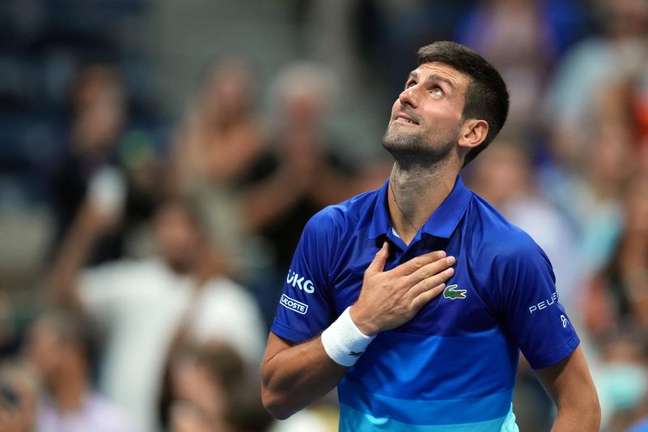 Novak Djokovic após vitória sobre Matteo Berrettini no US Open
08/09/2021
Danielle Parhizkaran-USA TODAY Sports