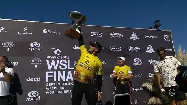Gabriel Medina conquistou o tricampeonato mundial nesta terça-feira (Foto: Reprodução / WSL) Gabriel Medina conquistou o tricampeonato mundial nesta terça-feira (Foto: Reprodução / WSL)