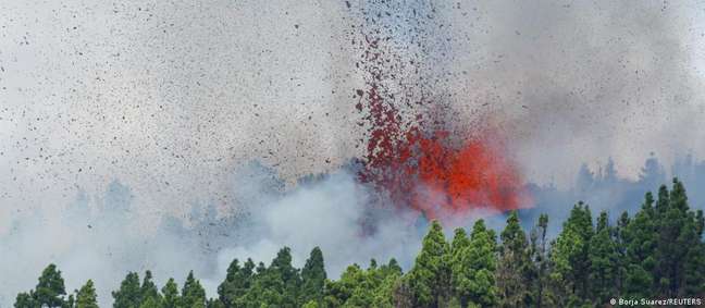 Erupção de vulcão em La Palma, nas Ilhas Canárias Erupção de vulcão em La Palma, nas Ilhas Canárias