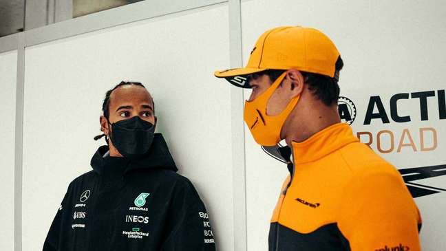 Hamilton e Norris duelaram pela primeira posição do GP da Rússia, com o piloto da Mercedes levando a melhor 