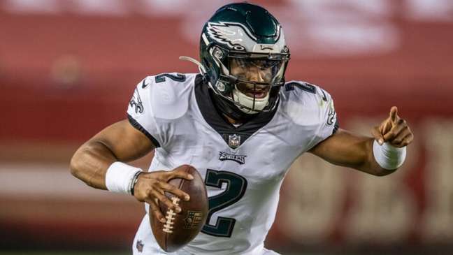 Jalen Hurts (Reprodução/Twitter/Philadelphia Eagles) Jalen Hurts (Reprodução/Twitter/Philadelphia Eagles)
