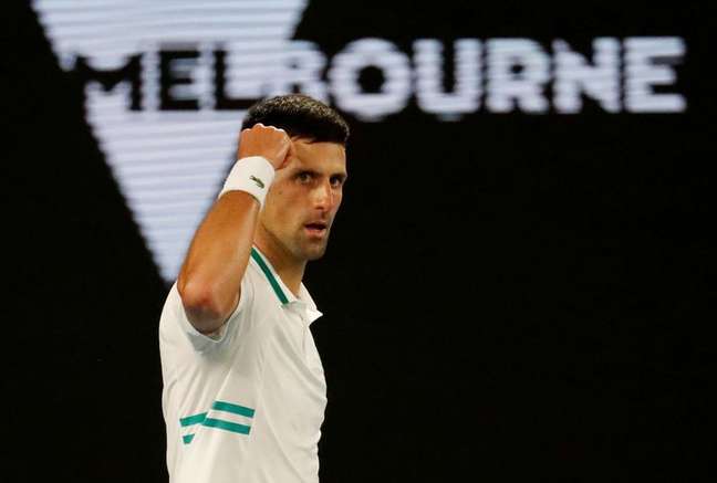 Novak Djokovic durante final do Aberto da Austrália de 2021 
21/02/2021 REUTERS/Asanka Brendon Ratnayake