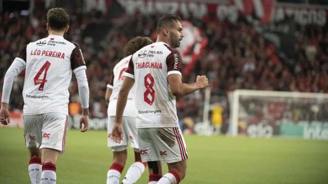 Thiago Maia foi quem marcou o primeiro gol para o Flamengo diante do Athletico (Foto: Alexandre Vidal / Flamengo)