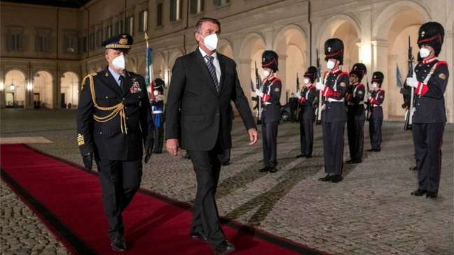 Recepção a Bolsonaro no palácio Quirinale, em Roma