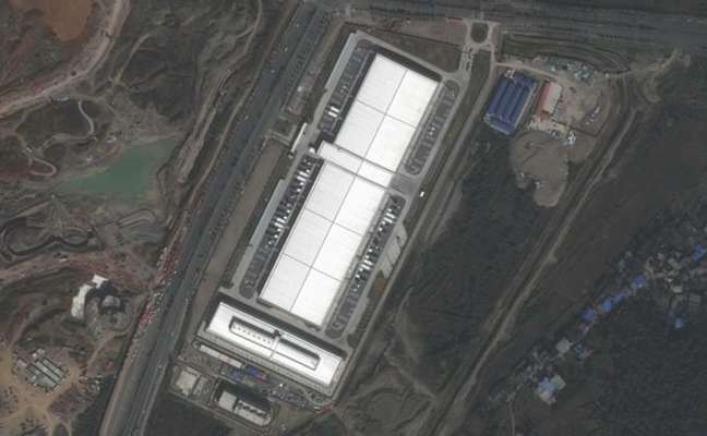 Visão aérea do datacenter da Apple em Guiyang, na província de Guizhou 