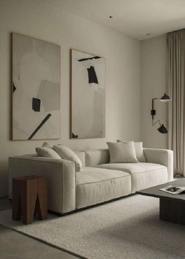 10. Cores claras para sala minimalista decorada com tendências de decoração de 2022 – Foto: Behance