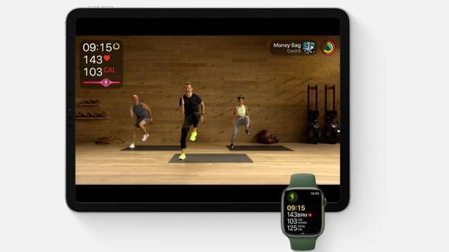 Apple Fitness+ é o serviço por assinatura da Apple para monitoramento e acompanhamento de exercícios Apple Fitness+ é o serviço por assinatura da Apple para monitoramento e acompanhamento de exercícios