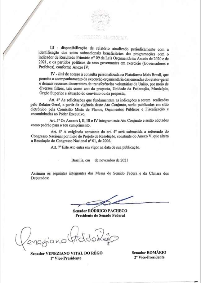 Ato conjunto das mesas da Câmara dos Deputados e do Senado Federal sobre orçamento secreto Ato conjunto das mesas da Câmara dos Deputados e do Senado Federal sobre orçamento secreto