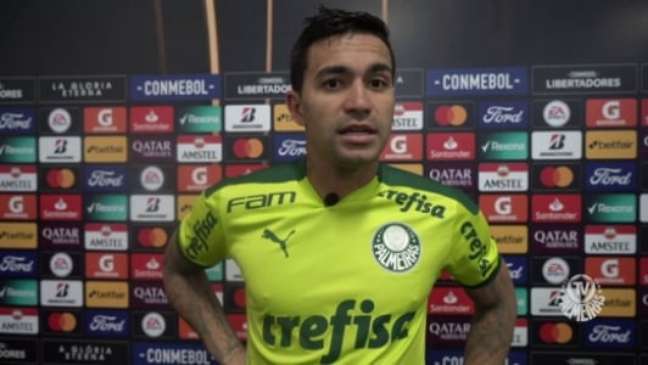 Dudu falou com a TV do clube (Foto: Reprodução/TV Palmeiras) Dudu falou com a TV do clube (Foto: Reprodução/TV Palmeiras)