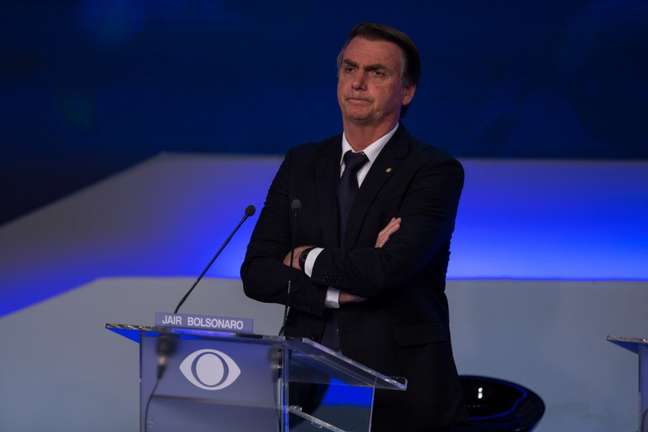 Bolsonaro no debate na Band, em agosto de 2018: sem paciência com adversários