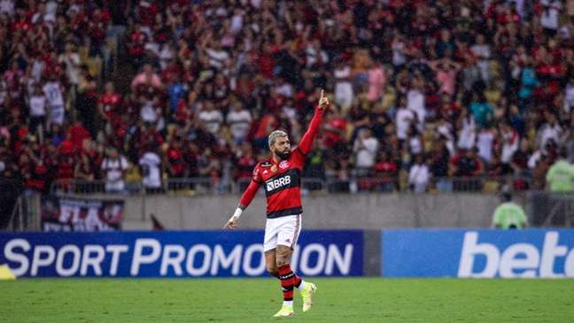 Gabigol marcou o gol que abriu o placar diante do Ceará, no Maracanã (Foto: Marcelo Cortes / Flamengo)