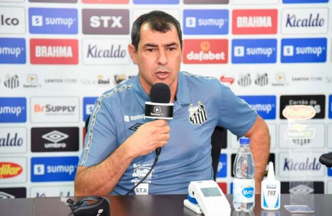 O técnico Fábio Carille deu entrevista coletiva nesta sexta-feira (Foto: Reprodução/SantosFC)