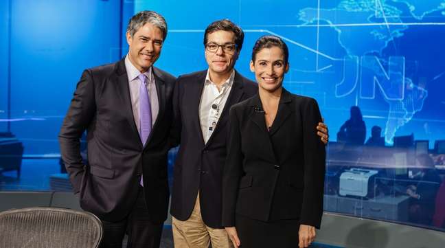 O diretor-geral de jornalismo da Globo, Ali Kamel, com os âncoras do 'JN', William Bonner e Renata Vasconcellos