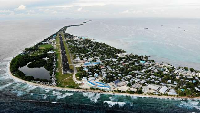 Funafuti, capital de Tuvalu: nação quer ter acesso à sua zona marítima mesmo que todo o território esteja submerso