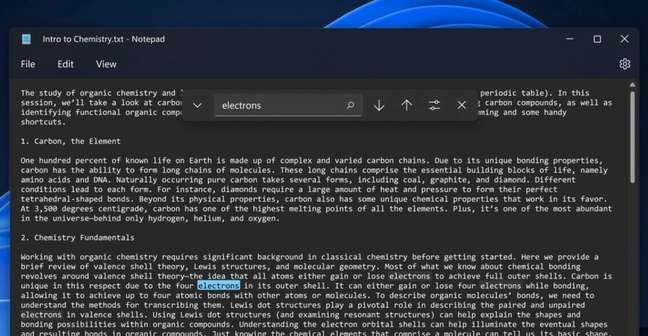 Bloco de Notas para Windows 11 recebe nova ferramenta para buscas 