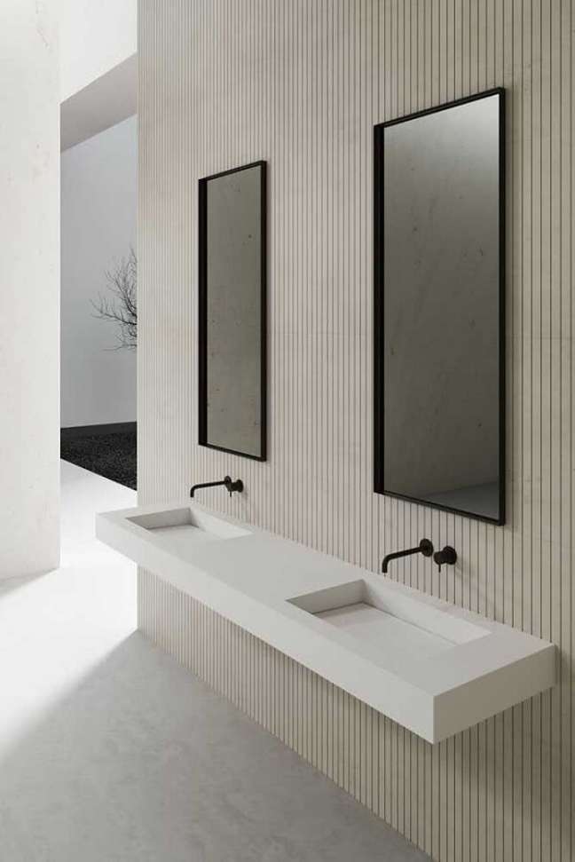 12. Banheiro com cuba de porcelanato dupla para suíte – Foto Vallone