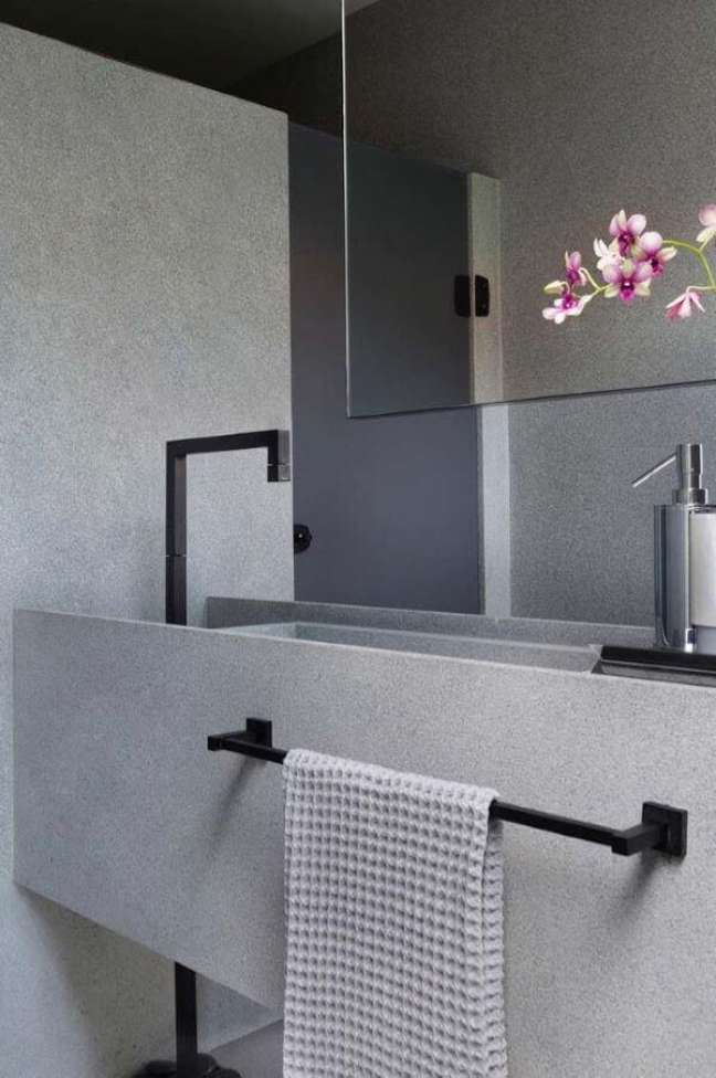 16. Banheiro industrial com cuba de porcelanato – Foto Home Fashion Trend
