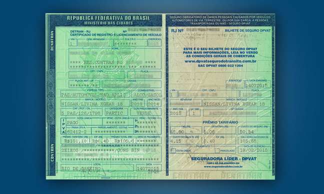 Certificado de registro de veículo 
