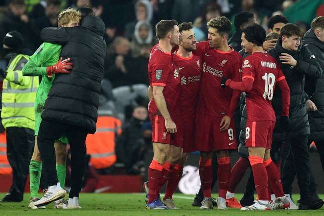 O Liverpool é o vice-líder do Inglês, com 41 pontos, três atrás do Manchester City (Foto: OLI SCARFF / AFP) O Liverpool é o vice-líder do Inglês, com 41 pontos, três atrás do Manchester City (Foto: OLI SCARFF / AFP)