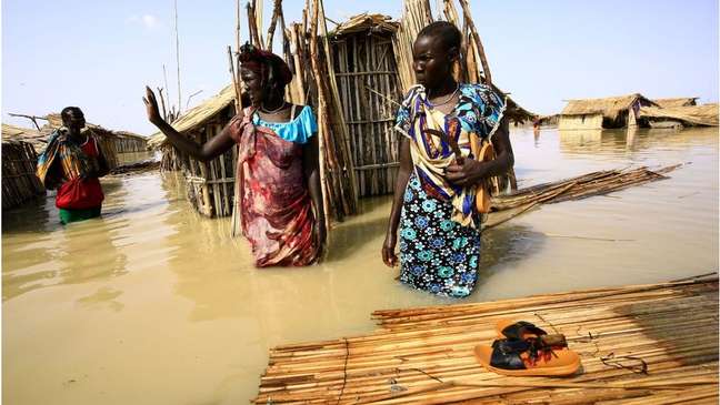 No Sudão do Sul, inundações fizeram com que centenas de milhares de pessoas abandonassem suas casas