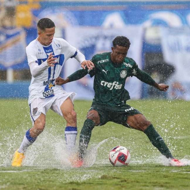 Desfalcado, Verdão ainda precisou enfrentar um gramado encharcado em Diadema (Foto: Fabio Menotti/Palmeiras)