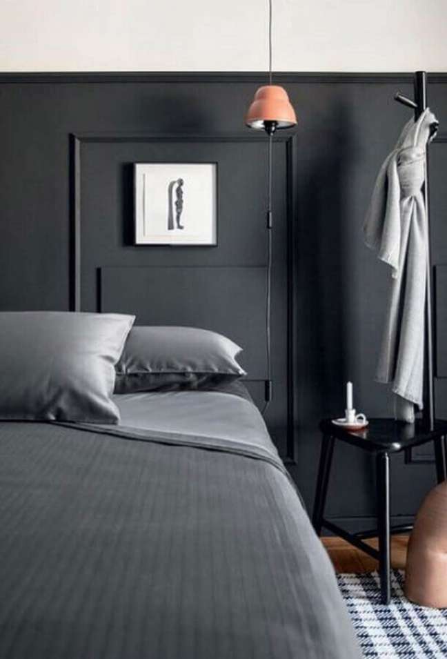 47. Decoração preto e branco para quarto com boiserie – Foto: Home Fashion Trend