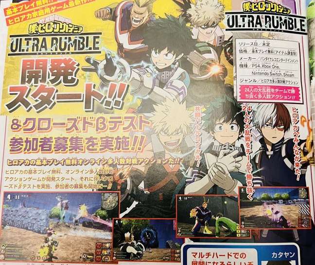 Scan da Weekly Jump com My Hero Academia: Ultra Rumble