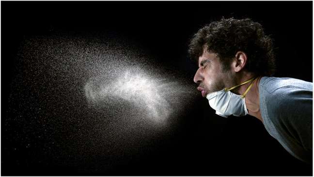 Transmissão do coronavírus depende de gotículas e aerossois de saliva, que saem pela boca e pelo nariz