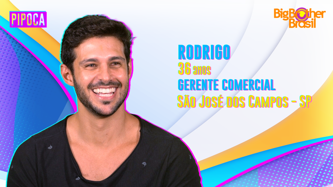 Rodrigo tem 36 anos e faz parte da Pipoca do 'BBB22'