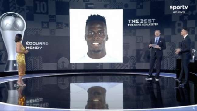 Mendy está com a seleção de Senegal e não participou da cerimônia (Foto: Reprodução / SporTV)