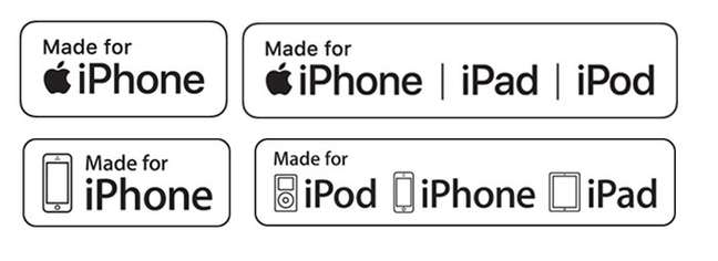 Made for iPhone (padrão novo acima e antigo abaixo) (