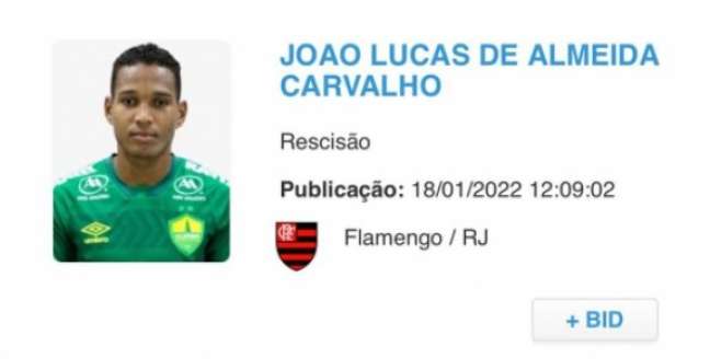 João Lucas foi negociado ao Cuiabá (Foto: Reprodução/Site oficial da CBF)