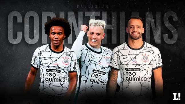 Contratados em 2021, Willian, Róger Guedes e Renato Augusto (foto) são pilares do Timão em 2022 (Foto: Arte LANCE)