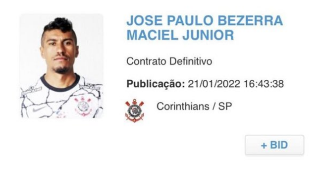 Paulinho foi regularizado no BID da CBF. (Foto: Reprodução)